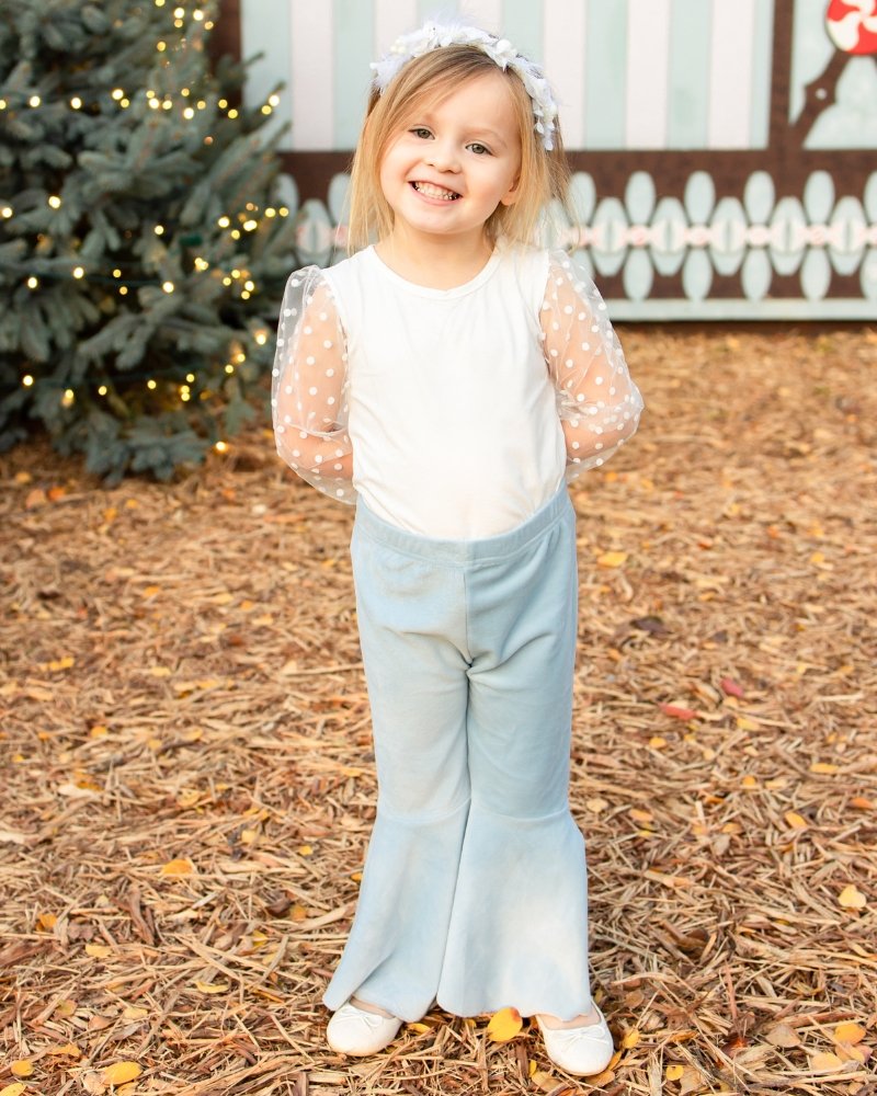 Mommy and Me Destinee Sheer Dot Sleeve Top & Leotard - White