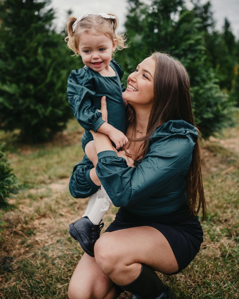 Ms Evangeline Satin Sleeve Top & Leotard - Pine Green