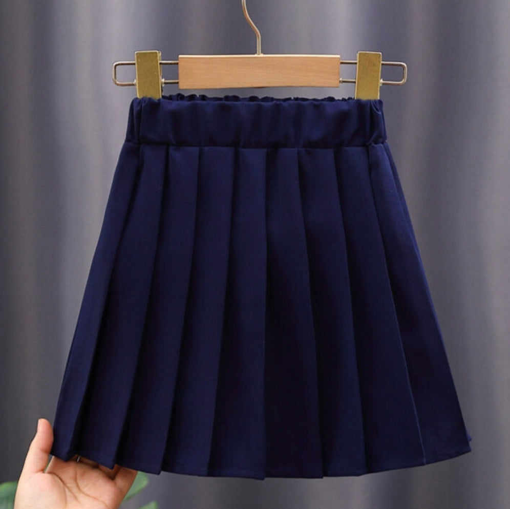 Navy Blue Pleated Skirt