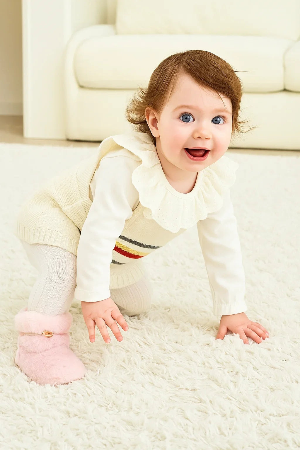 Newborn Baby Solid Color Plush Warm Shoes