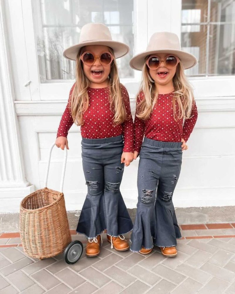 Miss Barbie Pleated Denim Bell Bottoms