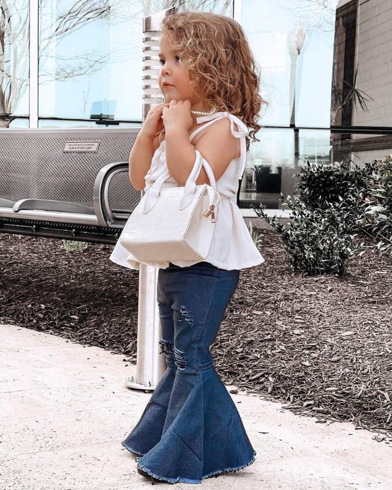 Miss Barbie Pleated Denim Bell Bottoms