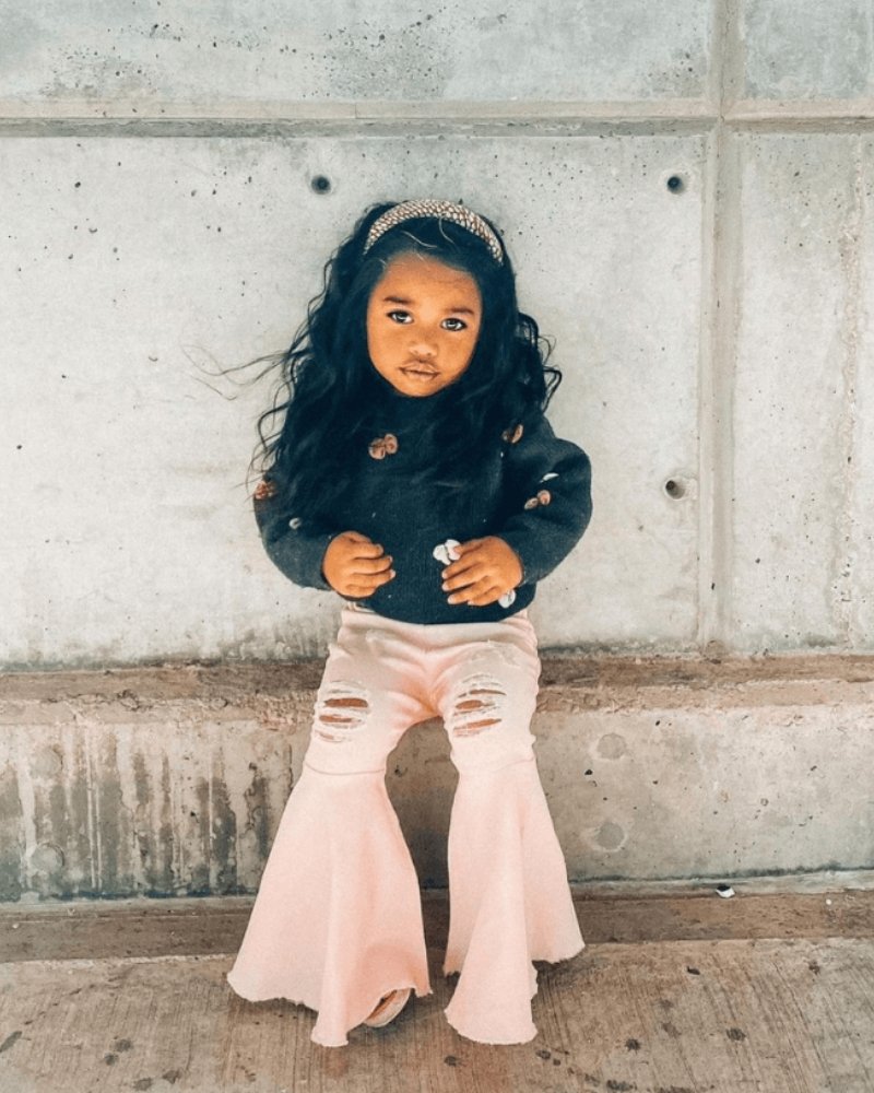 Miss Barbie Pleated Pink Bell Bottoms