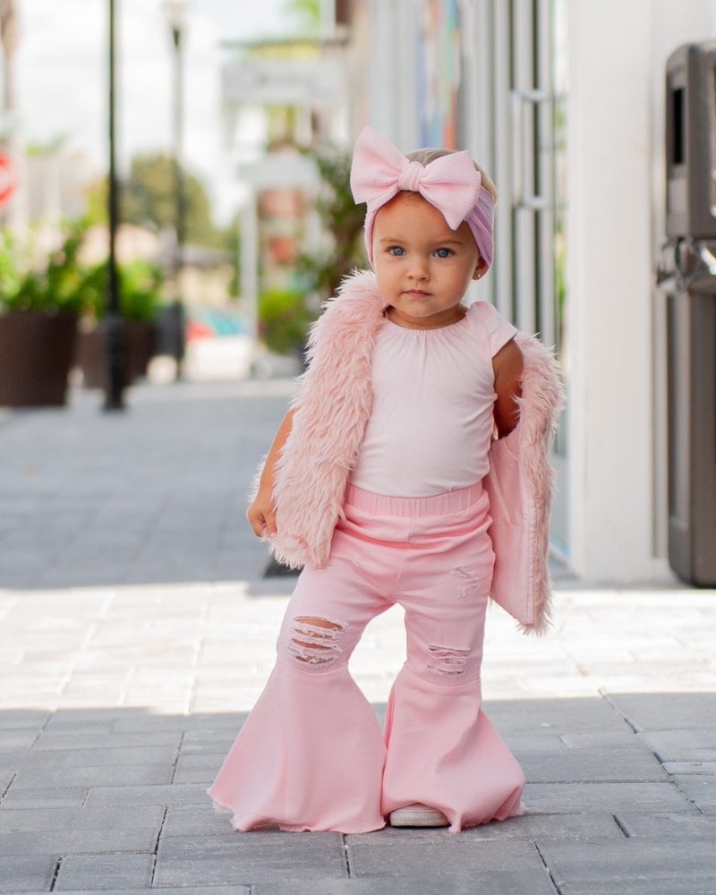 Miss Barbie Pleated Pink Bell Bottoms