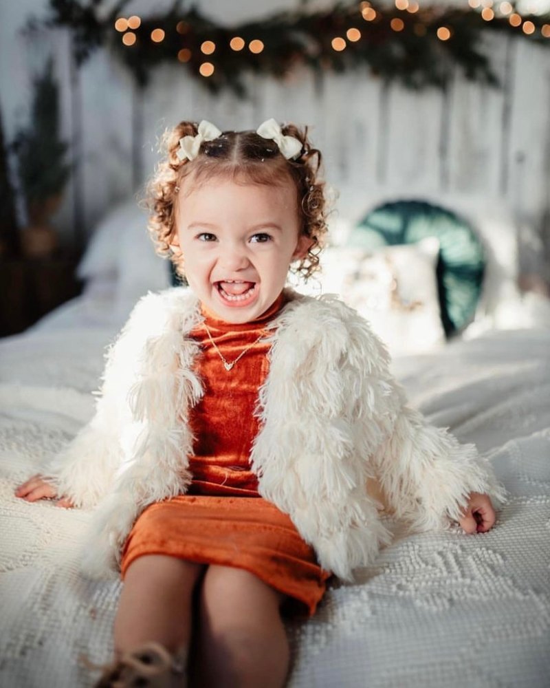 Mommy and Me Fatima Faux Shag Layered Jacket - Ivory