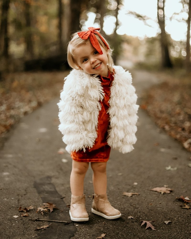 Mommy and Me Fatima Faux Shag Layered Jacket - Ivory