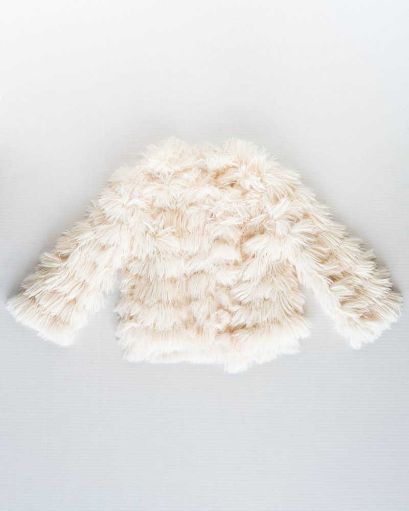 Mommy and Me Fatima Faux Shag Layered Jacket - Ivory