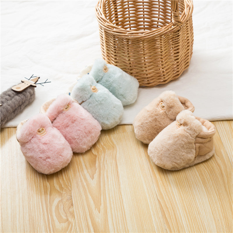 Newborn Baby Solid Color Plush Warm Shoes