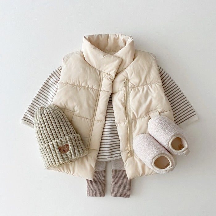 Solid Color Quilted Thickened Vest Coat
