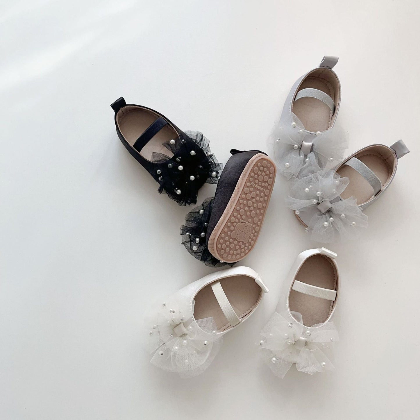 Baby Girl Fashion Beaded Tulle Soft-Sole Anti-slip Walking Shoes