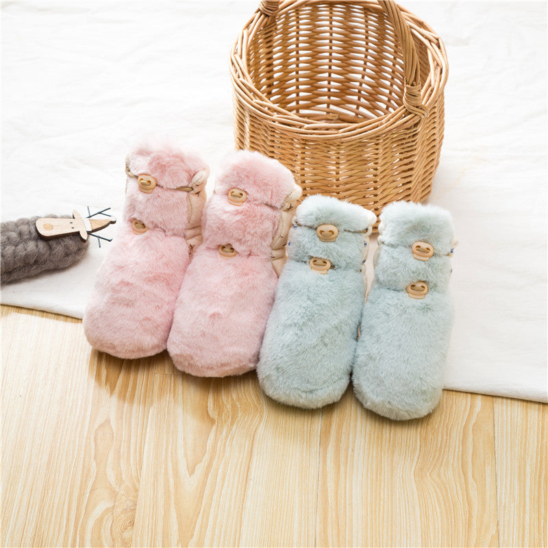 Newborn Baby Solid Color Plush Warm Shoes
