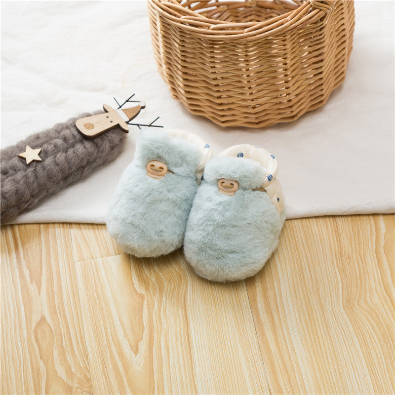 Newborn Baby Solid Color Plush Warm Shoes