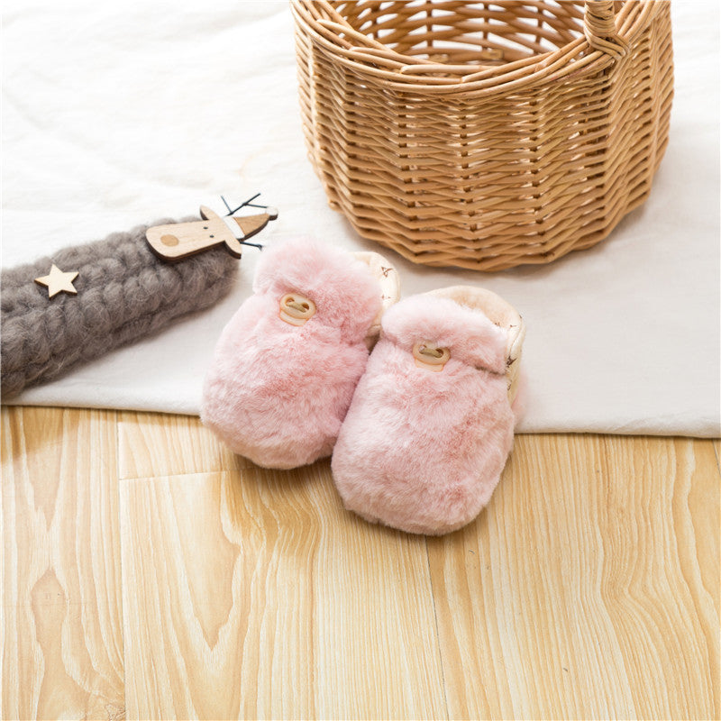 Newborn Baby Solid Color Plush Warm Shoes