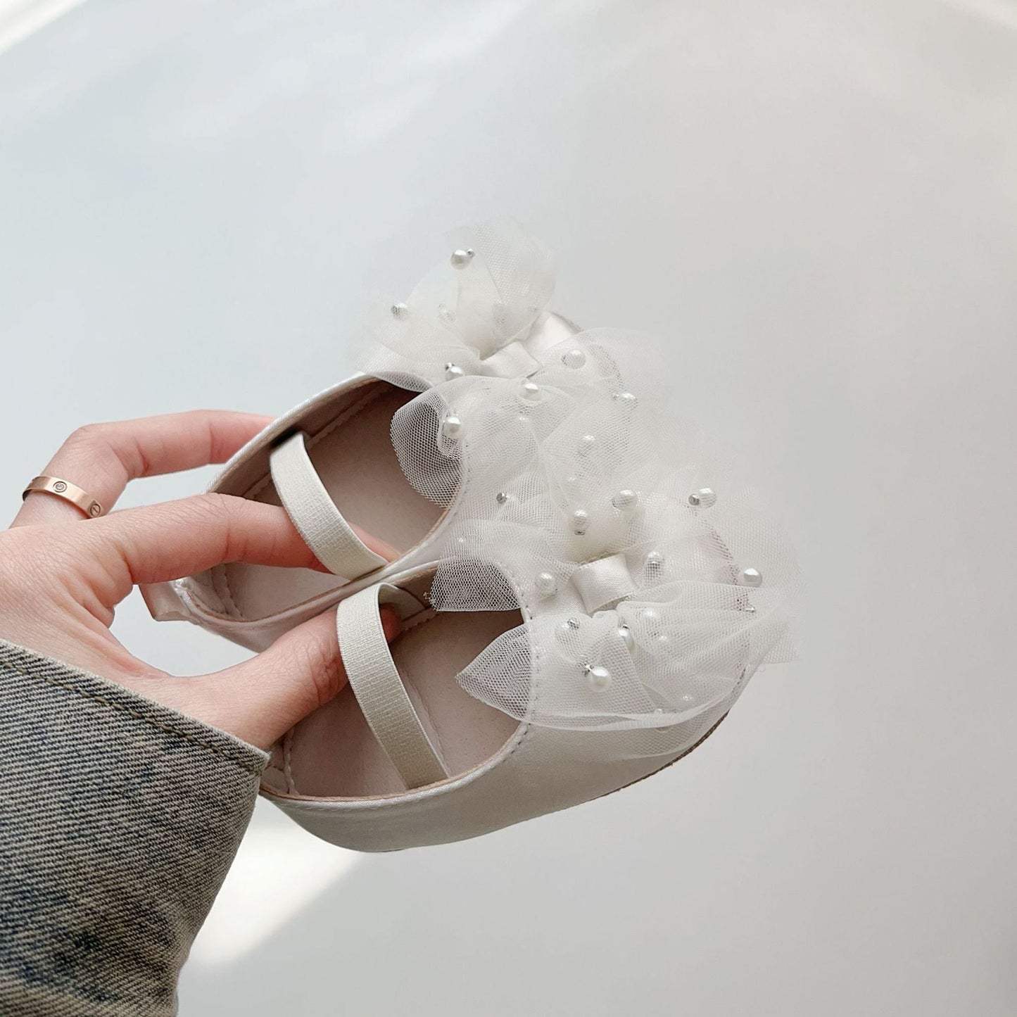 Baby Girl Fashion Beaded Tulle Soft-Sole Anti-slip Walking Shoes