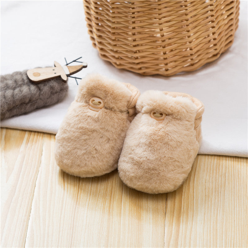 Newborn Baby Solid Color Plush Warm Shoes