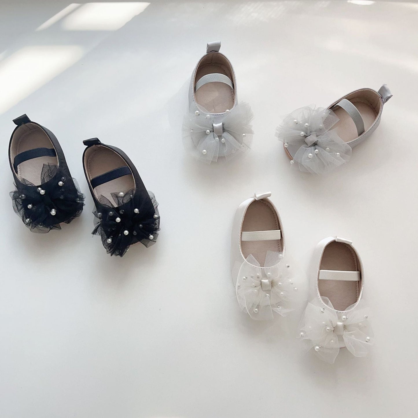 Baby Girl Fashion Beaded Tulle Soft-Sole Anti-slip Walking Shoes