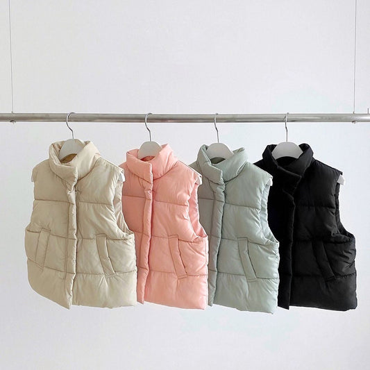 Solid Color Quilted Thickened Vest Coat