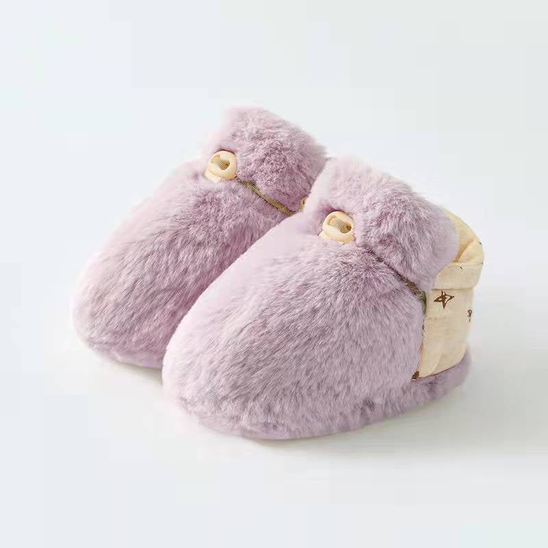 Newborn Baby Solid Color Plush Warm Shoes