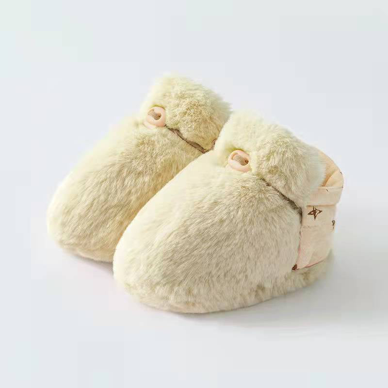 Newborn Baby Solid Color Plush Warm Shoes