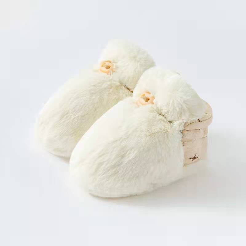 Newborn Baby Solid Color Plush Warm Shoes