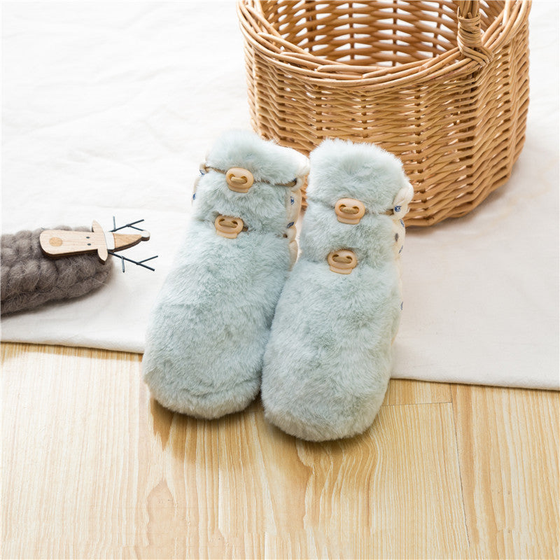 Newborn Baby Solid Color Plush Warm Shoes