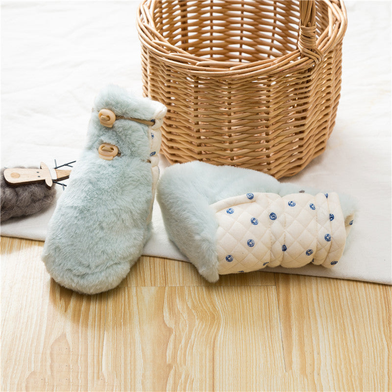 Newborn Baby Solid Color Plush Warm Shoes
