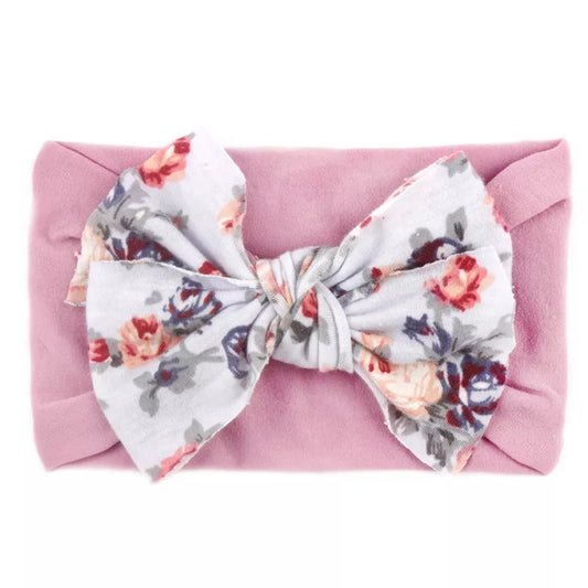 Lavender Floral Headband with Bowknot