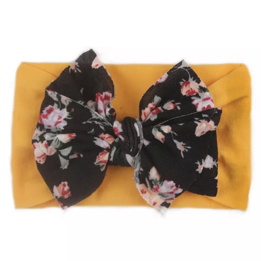 Yellow Floral Headband with Bowknot