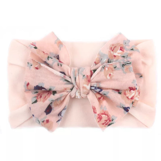 Light Pink Floral Headband with Bowknot