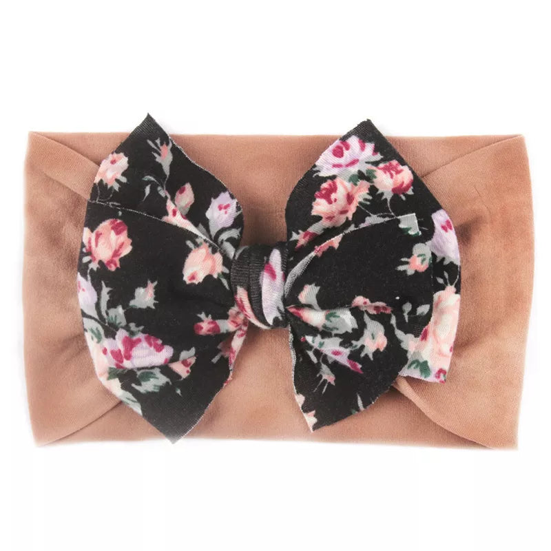 Coffee Floral Headband with Bowknot